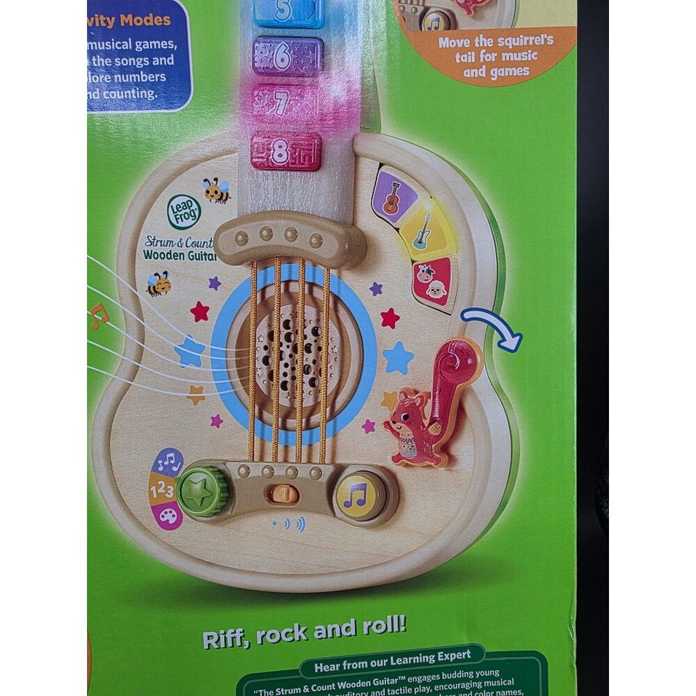 LeapFrog Strum & Count Wooden Guitar Educational Toy 18+ Months Multi-Mode Music - Picture 9 of 10
